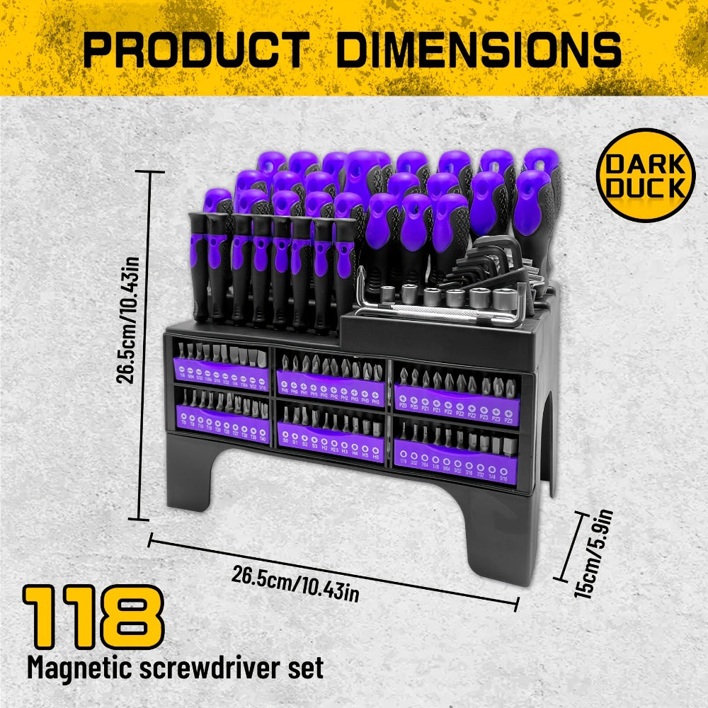 Magnetic Screwdriver Set 118pcs with Plastic Rack & Magnetic Tool Bowl, Chrome Vanadium Steel Multi-Size Precision Screwdriver Kit, Non-Slip Rubber Handle Tool Set for Electronics, - product image 3