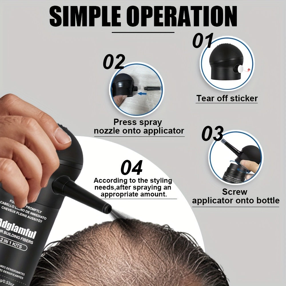 Hair Building Fibers for Thinning Hair 2-in-1 Kit 15g - Instant 1-Second Adsorption Natural Invisible Hair Loss Concealer for Men & Women | Covers Bald Spots & Gray | 4 Shades - product image 12