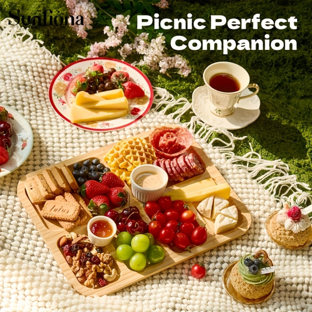 Bamboo Charcuterie Board with Acrylic Lid 8 Compartment, Portable Cheese Tray & Deli Platter with Snap-On Cover for Parties, Camping, Restaurants & Holiday Appetizers - product image 5