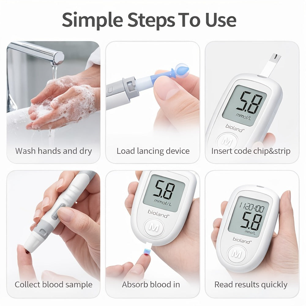 Blood Glucose Meter Kit FDA Cleared | 50 Test Strips + 50 Needles | Large Display 5-Second Results No Coding | USB Rechargeable Battery | Home & Travel Diabetes Monitor Unisex - product image 4