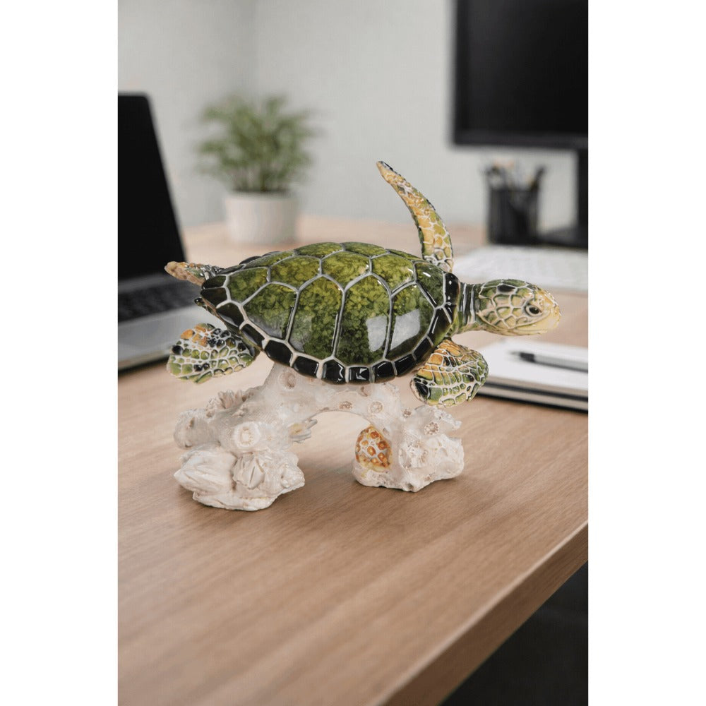 Sea Turtle Figurine Polyresin Home Decor, 4.75" Upward Swimming Turtle Sculpture for Living Room, Bedroom, Office & Bathroom, Unique Collectible Gift for Housewarming, Birthday & H - product image 3