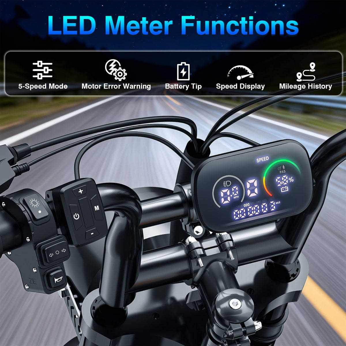 Electric Mountain Bike 749W Motor 48V 13AH Battery Full Suspension Fat Tire Off-Road E-Bike 27.9MPH Max Speed 5-Speed LED Display Adult Electric Bicycle All - product image 4