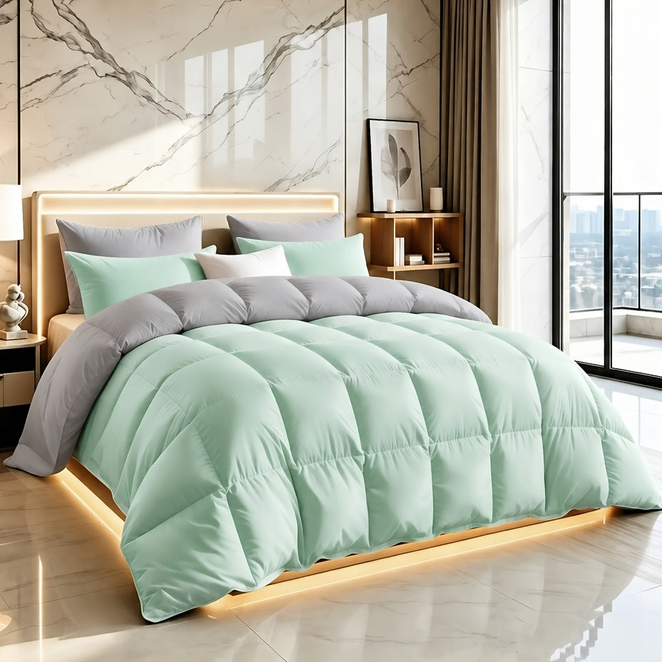 3 pcs Solid Color Thick Quilt Set 1 Comforter 1/2 Pillowcases Queen/King Size Bedding Sets Quilted Grid Stitching All-Season Comforter Soft Breathable Cozy - product image 10