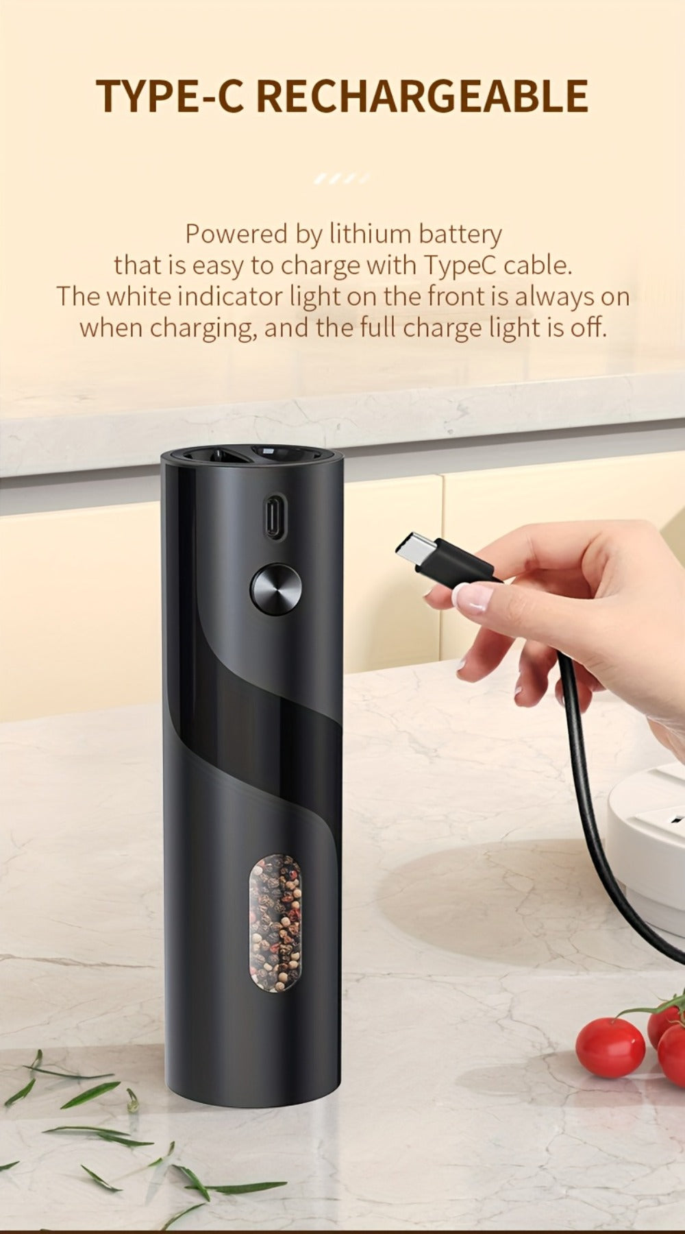 Electric Salt and Pepper Grinder Set – Rechargeable Automatic Mills with LED Light, Adjustable Coarseness & 3.72oz Capacity for Home Kitchen, BBQ, Restaurant & Outdoor Entertaining - product image 24