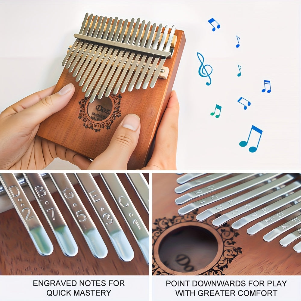 Portable 17 Key Thumb Piano, Finger Piano, Vintage Style Finger Piano With Learning Guide and Tuning Stick For Beginners - product image 6