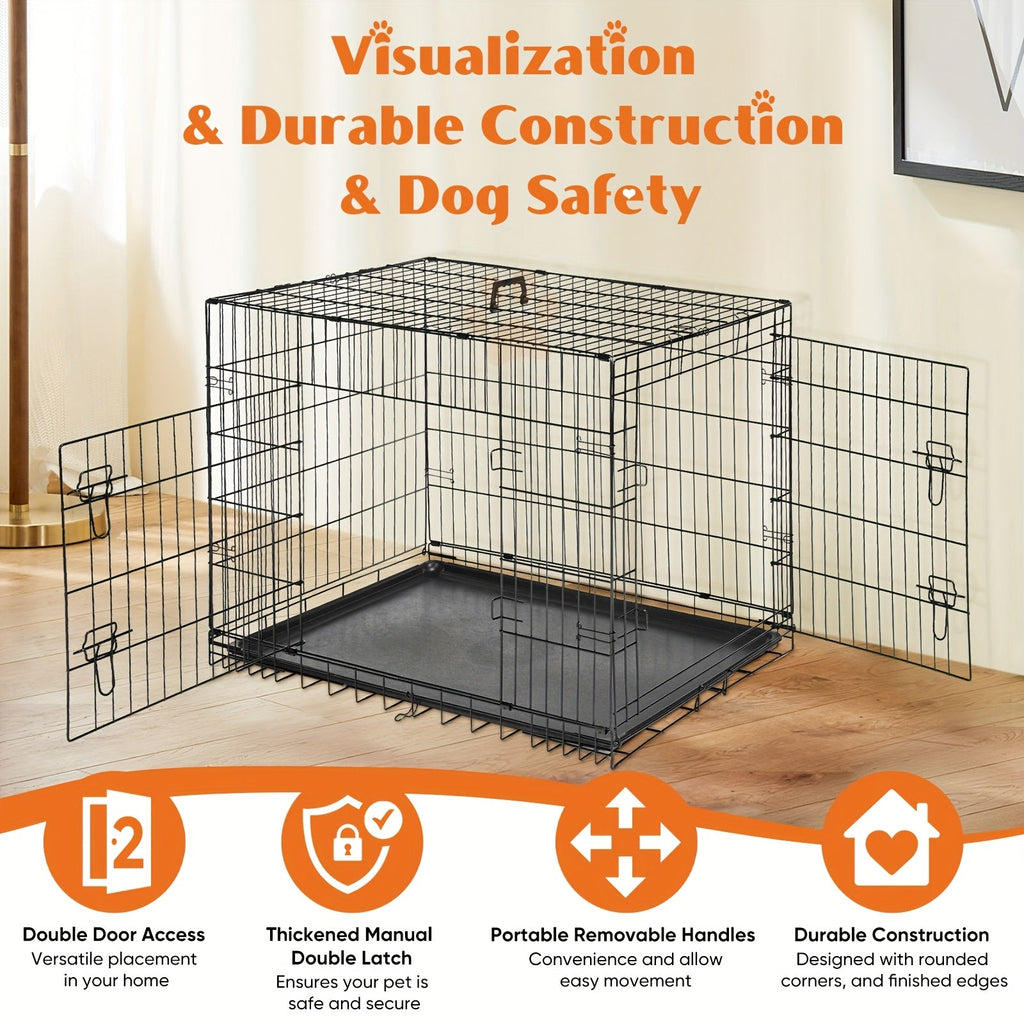 36 Inch Carry-along Reinforced Kennel for Indoor & Outdoor Use | Folding Metal Dog Crate with Divider & Removable Tray - product image 4