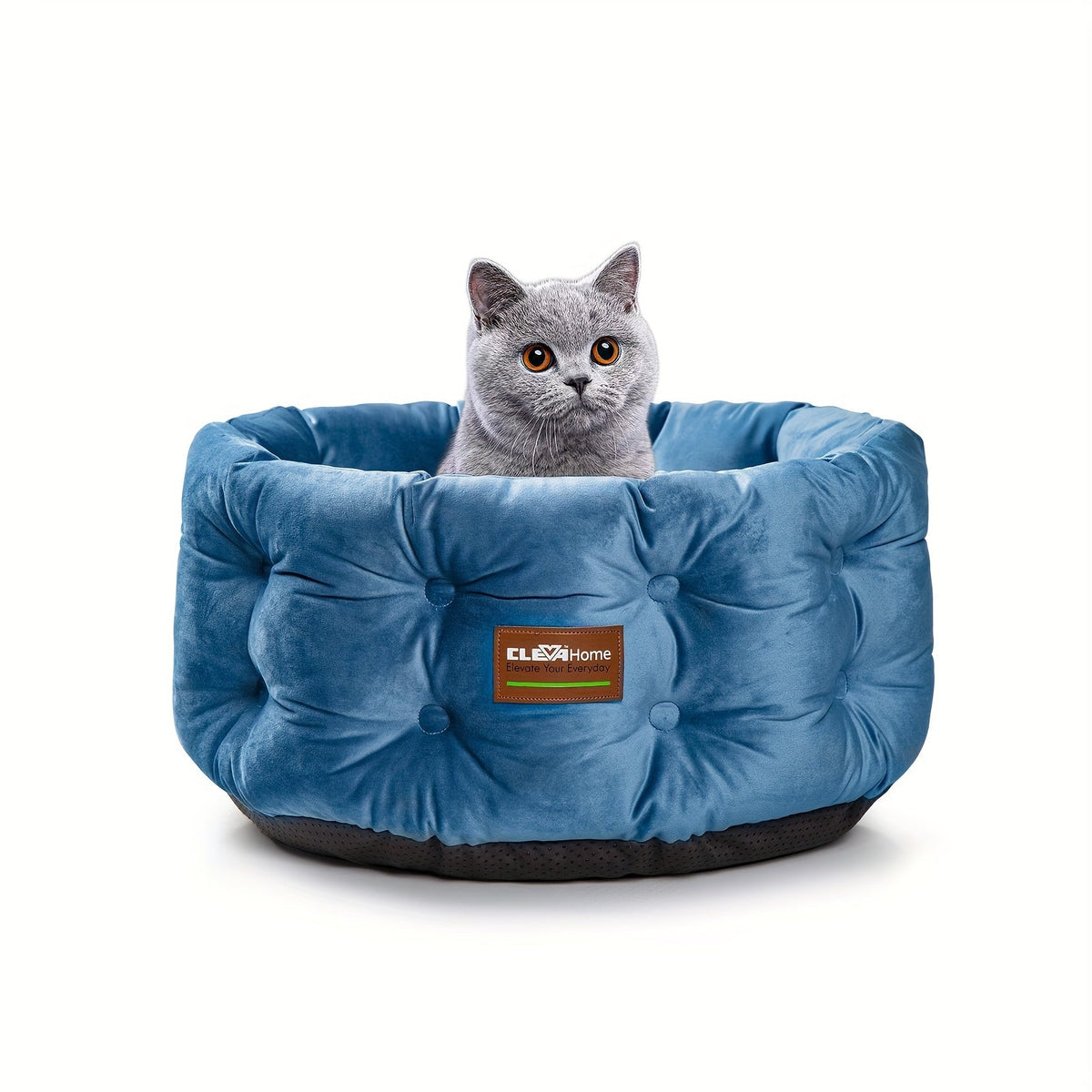 Cat Bed Round Deep Nest for Indoor Cats up to 15lbs | Machine Washable Non-Slip Bottom | Luxurious Velvet Feel Extra High Sides | Cozy Donut Cat Bed 20x20 in - product image