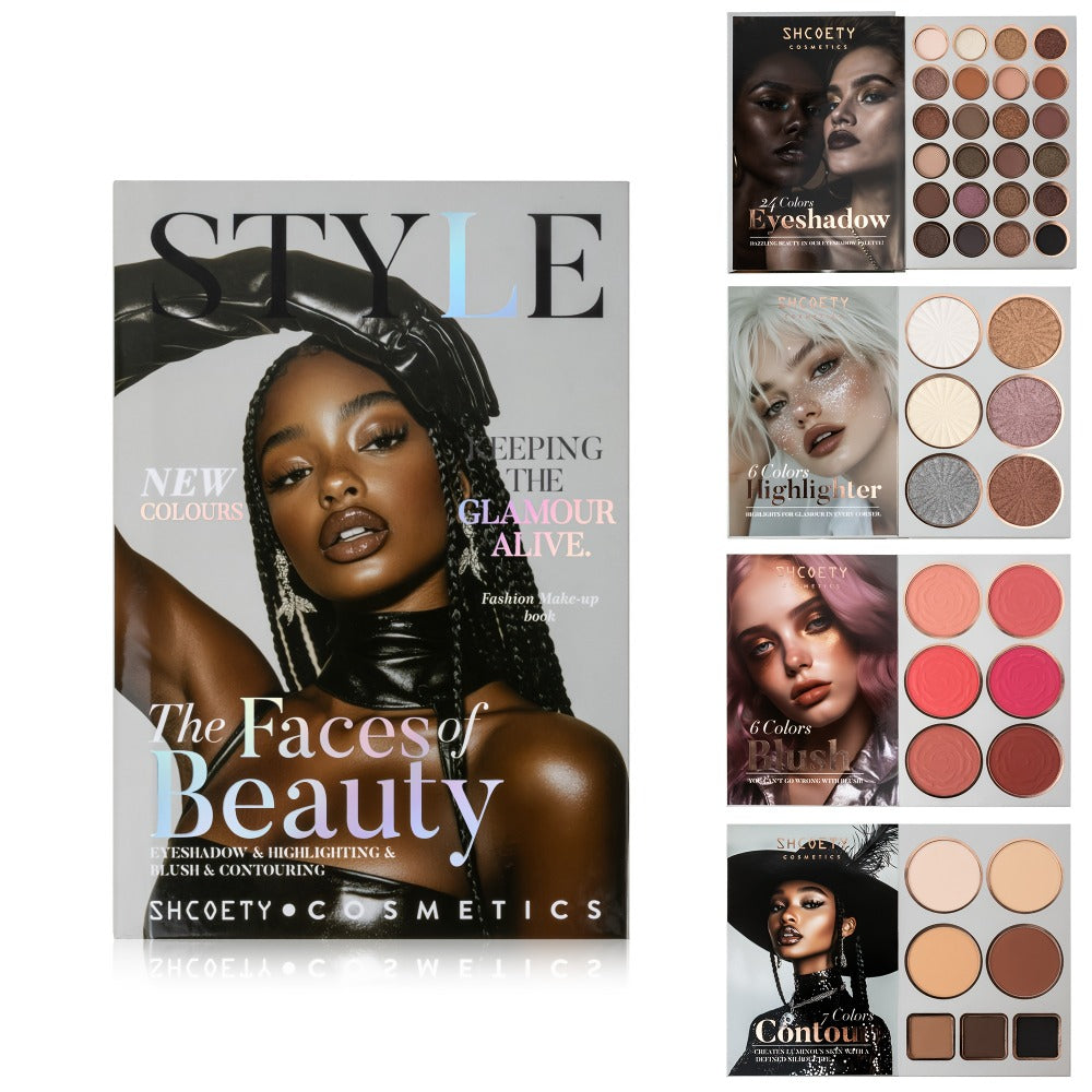 3-in-1 Eyeshadow Blush Highlighter Palette Loose Powder Book-Style Folding Compact Moisturizing Buildable Pigment Luminous Finish for Daily Glam Travel Gift Women - product image 3