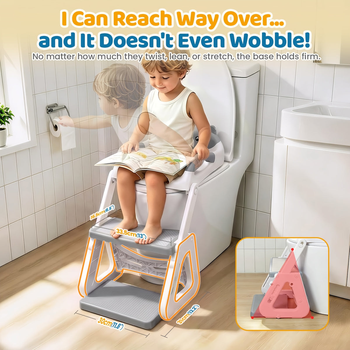 2-in-1 Potty Training Toilet Seat With Step Stool For Toddlers, Adjustable Height Anti-Slip Pad & Splash Guard, Potty Chair Kids Boys Girls, Cheap Supplies - product image 5