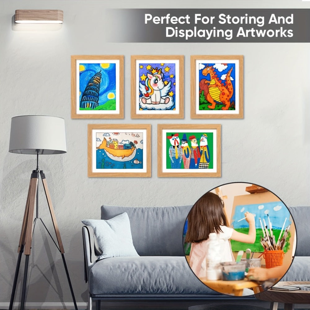 Kids Artwork Frame Front Opening Changeable 8.5x11 Children Art Display Picture Frame Holds 100+ Pieces for Drawing Crafts Photos 2 Pack 4 Pack Wood White - product image 10