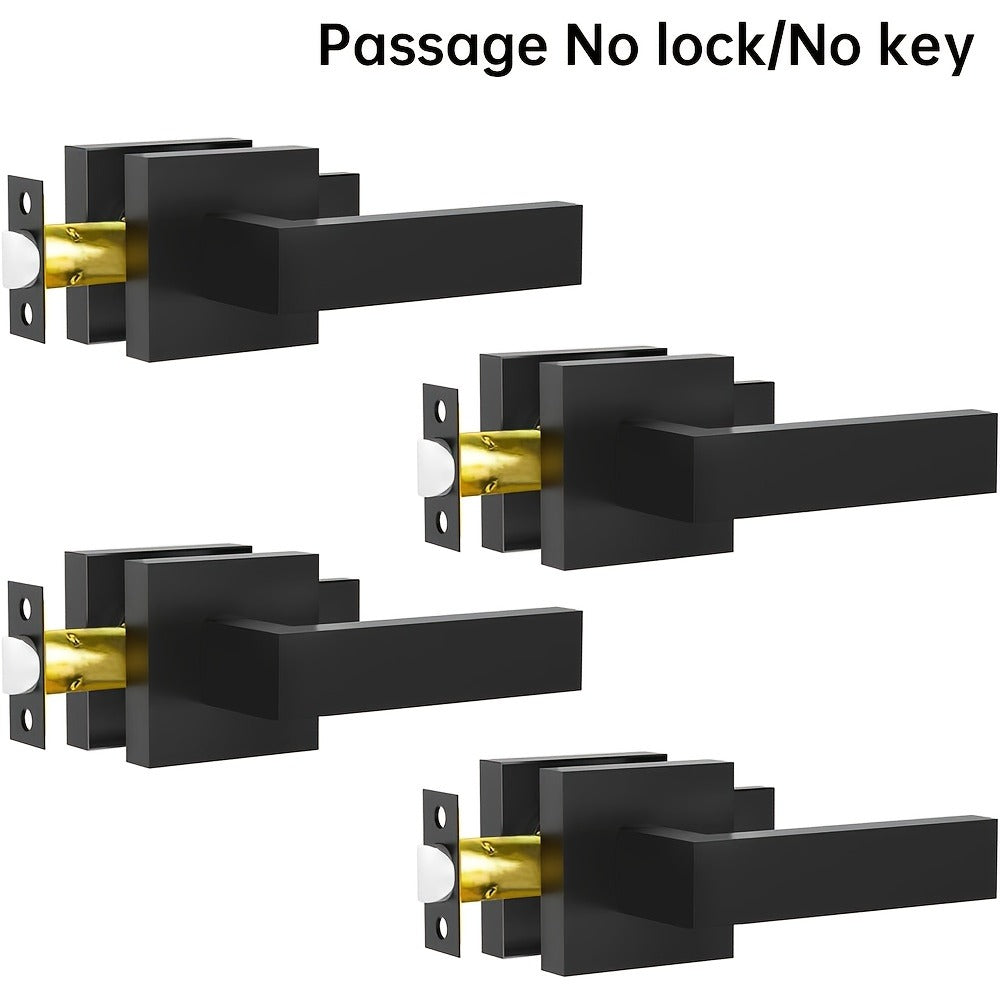 Matte Black Square Door Handle Set – Interior Passage Door Knob for Hall & Closet, Heavy-Duty Left & Right Hand Compatible, Modern Hardware - product image 7
