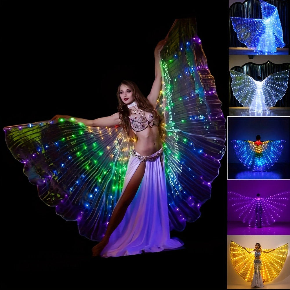 Light Up Belly Dance Performance Dress for Women Halloween Christmas Mardi Gras Rave Stage Show White Purple Warm White | LED Feather Dance Costume Glowing Luminous