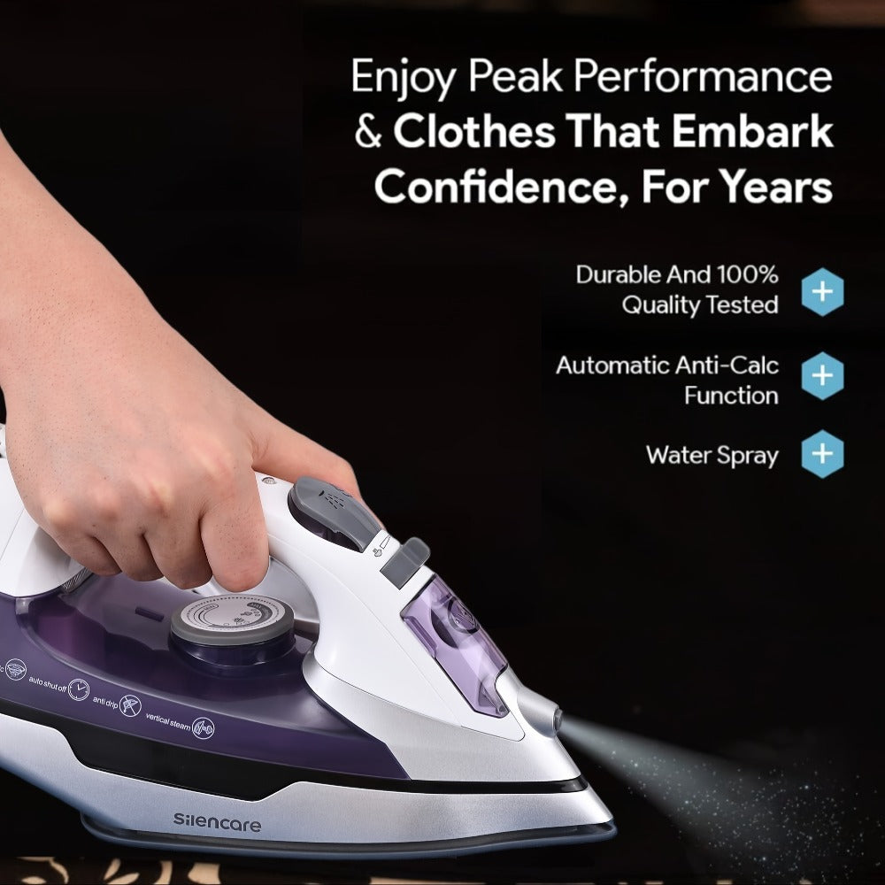 Steam Clothes Iron with Ceramic Coated Soleplate – Precision Thermostat, 3-Way Auto-Off, Self-Cleaning, Anti-Calcium & Anti-Drip, Lightweight Travel & Home Garment Iron - product image 5