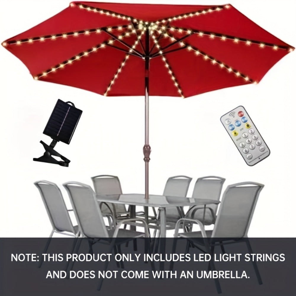 Solar Patio Umbrella Light 104 LED – 8 Modes Remote Control Outdoor Market Umbrella Lamp | Solar Powered Warm White Light for Backyard, Deck, Poolside, Beach, Garden & Camping | Ba - product image 3