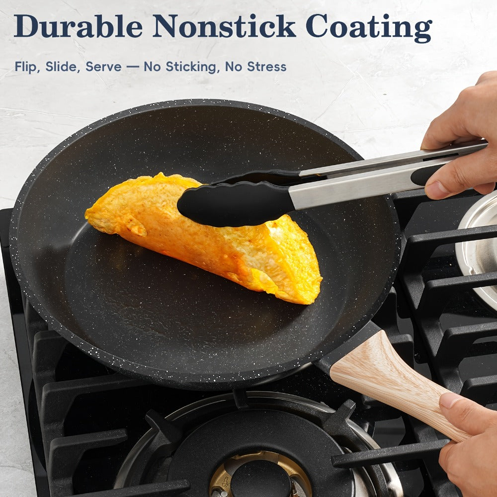Pots and Pans Set 12-Piece Non-Stick Kitchen Cookware – Complete Cooking Set with Frying Pan | Durable Even-Heating Non-Stick Coating | Available in Black & White | Home Kitchen Es - product image 9