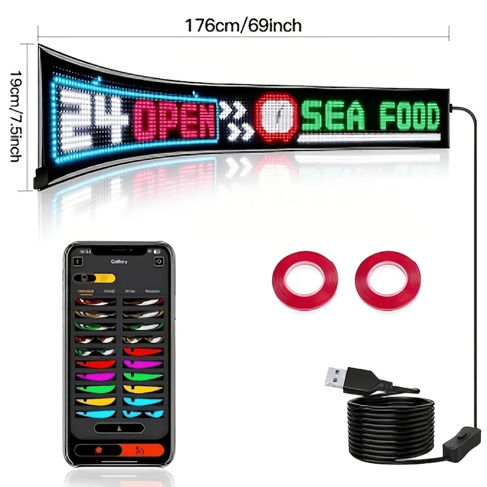 Programmable LED Sign Flexible Matrix Panel – App & USB Control, RGB Multicolor, Music Sync, Text & Animation Display for Indoor Shop, Party & Event Decoration (16×32 to 16×192) - product image 9