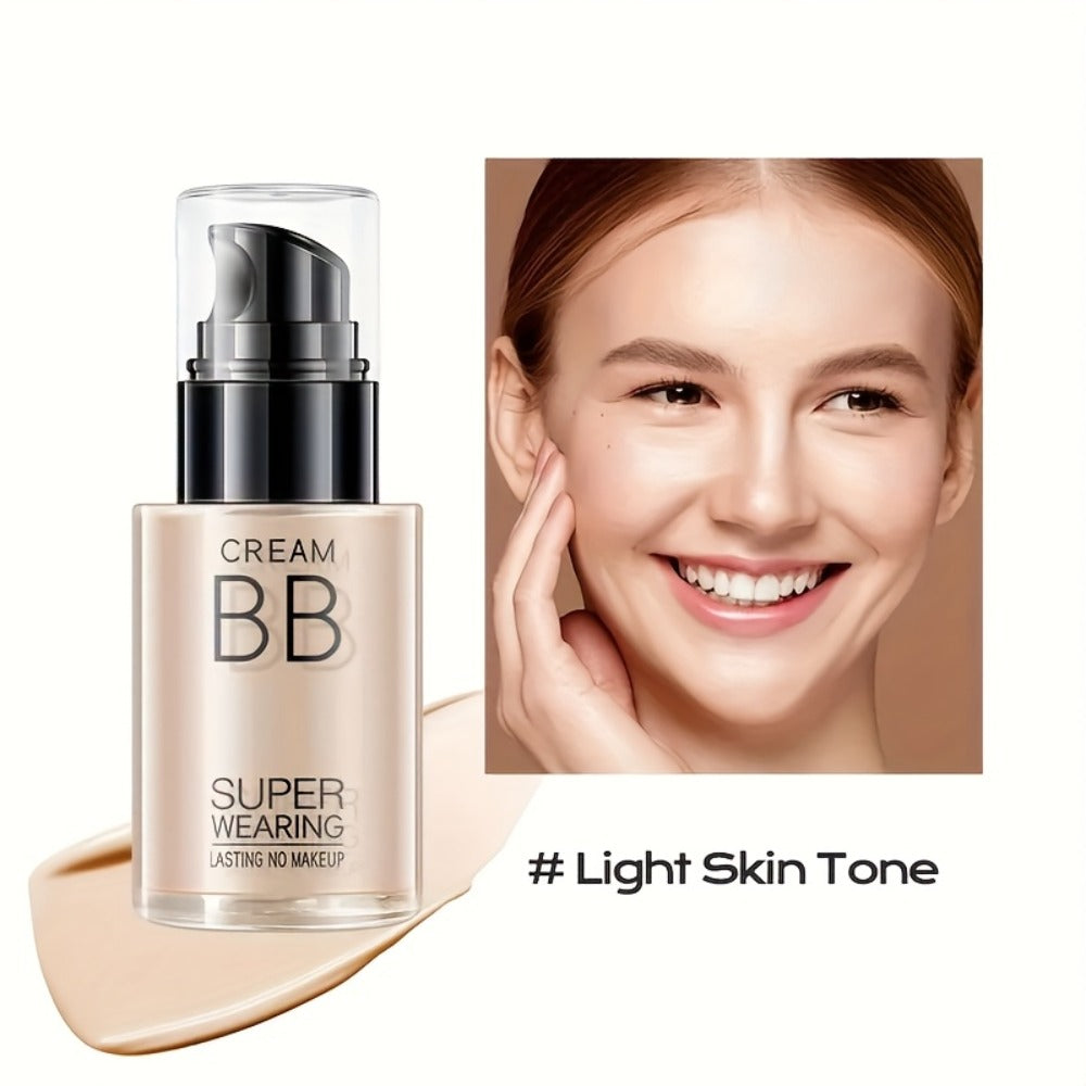 Moisturizing BB Cream Liquid Foundation Set 2-Piece with Makeup Sponge — Flawless Long-Lasting Medium Coverage Skin-Isolating Concealer for All Skin Types Women Natural & Light Bei - product image 8