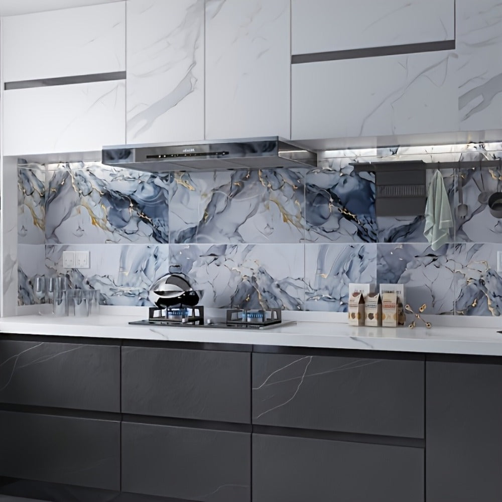 Peel and Stick Marble Tile Stickers – Self Adhesive Foam Wall Tiles for Bathroom Kitchen Office Bohemian Home Decor (50/100pcs, White/Gray/Black/Blue Gold) - product image 19