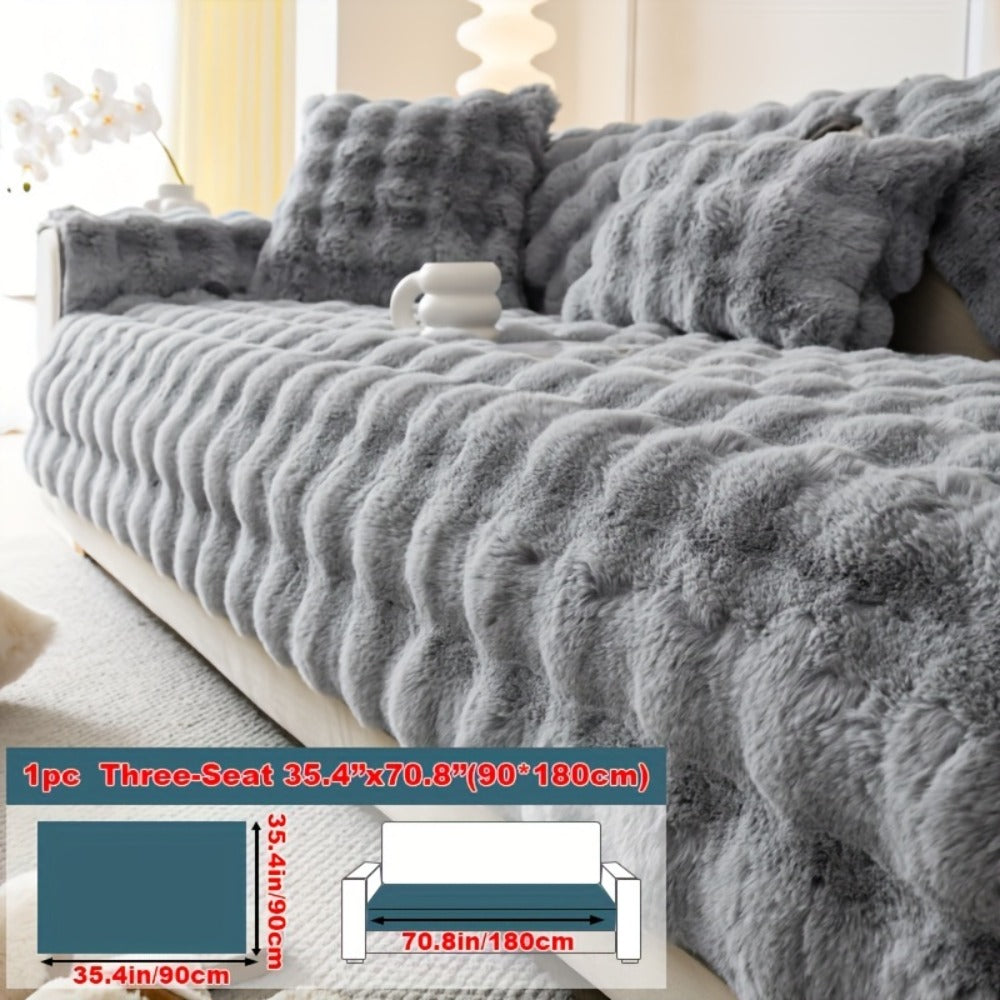 Faux Rabbit Plush Sofa Cover Winter Warm Thickened Anti-Slip Pet Friendly Cushion Protector for Living Room Bedroom Office 1 2 3 4 Seater - product image 28