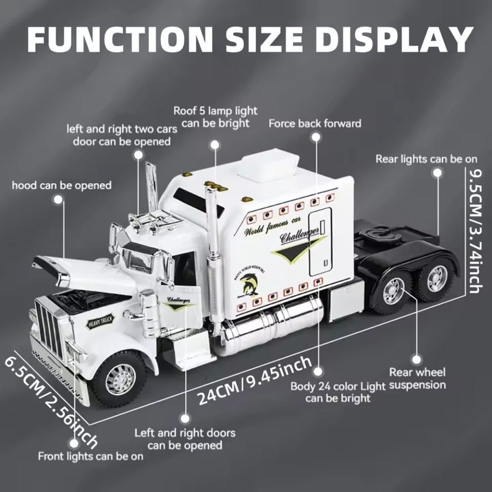 Semi Truck Toy 1:24 Scale Die-Cast Metal Pull-Back Alloy Semi-Trailer Truck with Trailer – Heavy Duty Truck Model Collectible Ornament for Kids Boys Ages 3+ - product image 4