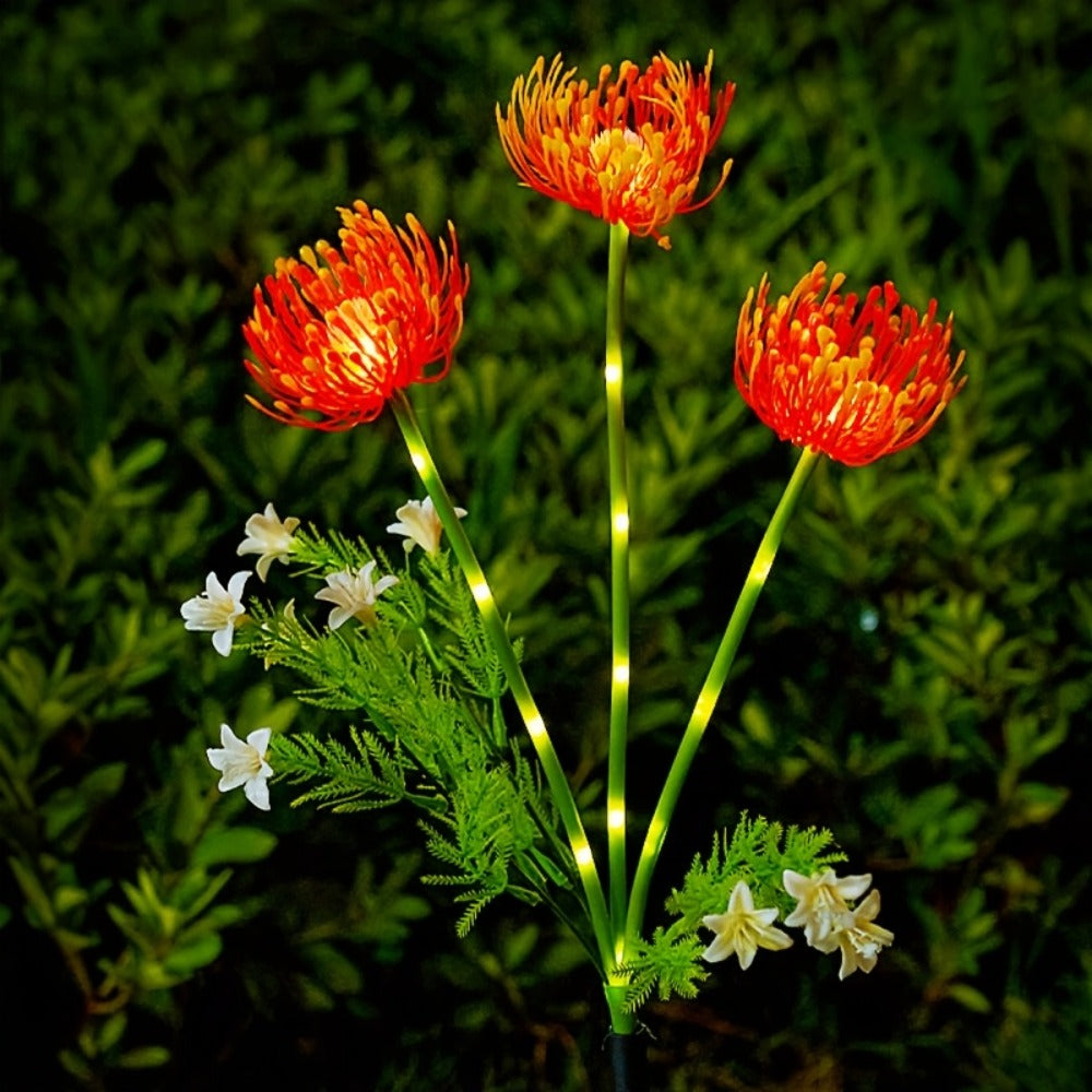 Solar Powered Flower Garden Lights 2-Pack – 3-Head Outdoor Lawn Simulation Shore Flower Stake Lights for Courtyard, Garden, Pathway & Landscape Decoration - product image 2