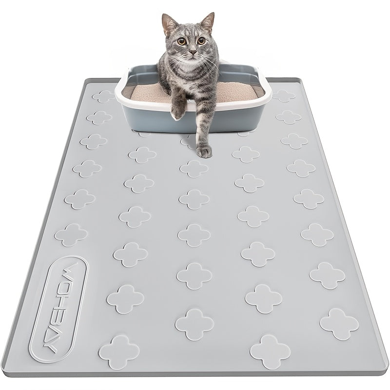 Cat Litter Mat XXL Silicone 34x22 Inch – 3-in-1 Waterproof Non-Slip Litter Trapping Mat with Raised Edges Hassle-free Clean Foldable Pet Feeding Floor Protector - product image