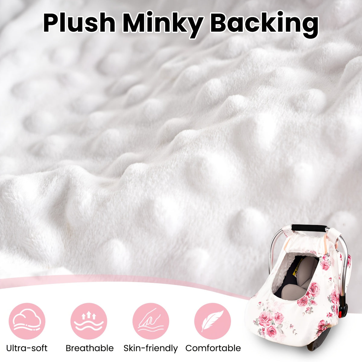 Car Seat Cover for Baby, Minky Baby Car Seat Cover, 3-In-1 Car Seat Cover, Soft and Breathable Car Seat Cover for Infant, Baby Items, Newborn Necessities - product image 8