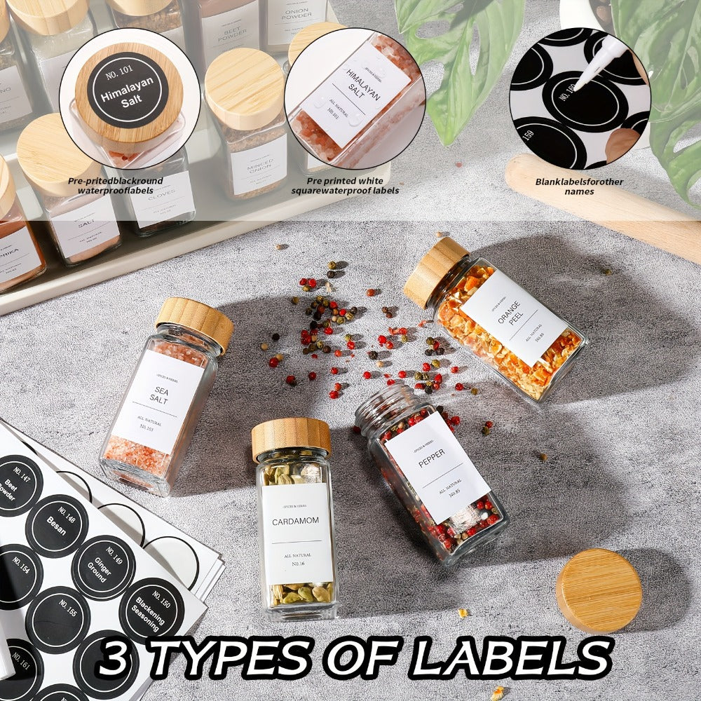 Glass Spice Jars with Labels and Lids 4oz, Empty Spice Bottles with Foldable Funnel for Kitchen Organization, Airtight Condiment Storage Containers for Herbs and Seasonings, Set of - product image 2