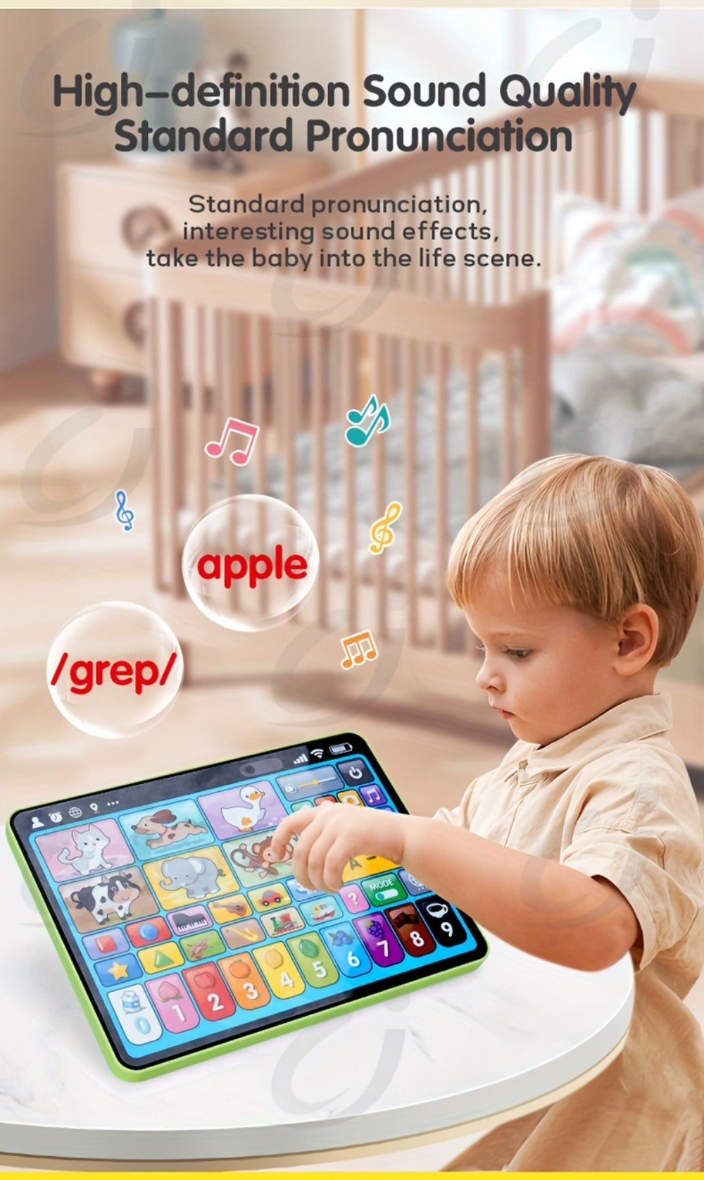 Trilingual Toddler Learning Tablet Toy | 39 Buttons 4 Play Modes Alphabet Numbers Colors Animals Music, Speech Therapy & Language Development Toy for Baby 12 - product image 17