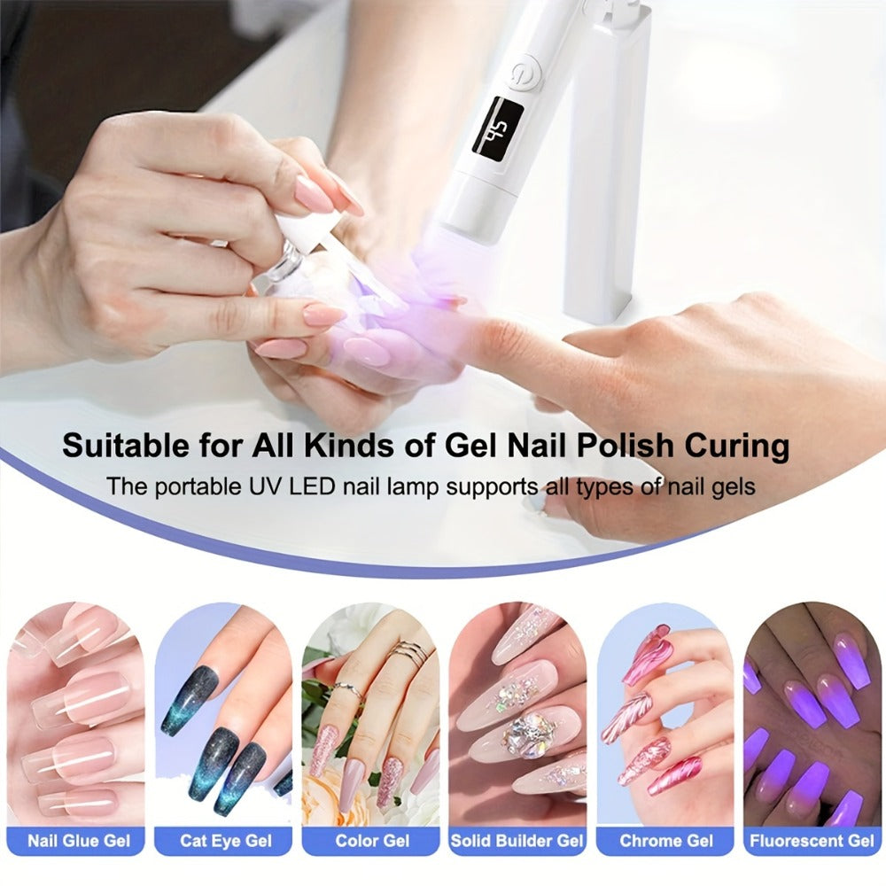 Gel Nail Lamp 360° Rotating Head with Digital Timer 45s/60s & Bonus Nail Stamp – USB Powered LED Gel Polish Curer with Condenser Lens for Home Manicure & Nail Art, White Pink - product image 10