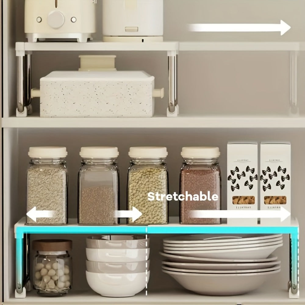 Desktop Storage Organizer Multi-Tier Expandable with Transparent Lid PP Stainless Steel Space-Saving Countertop Box for Kitchen Bathroom Cosmetics - product image 2