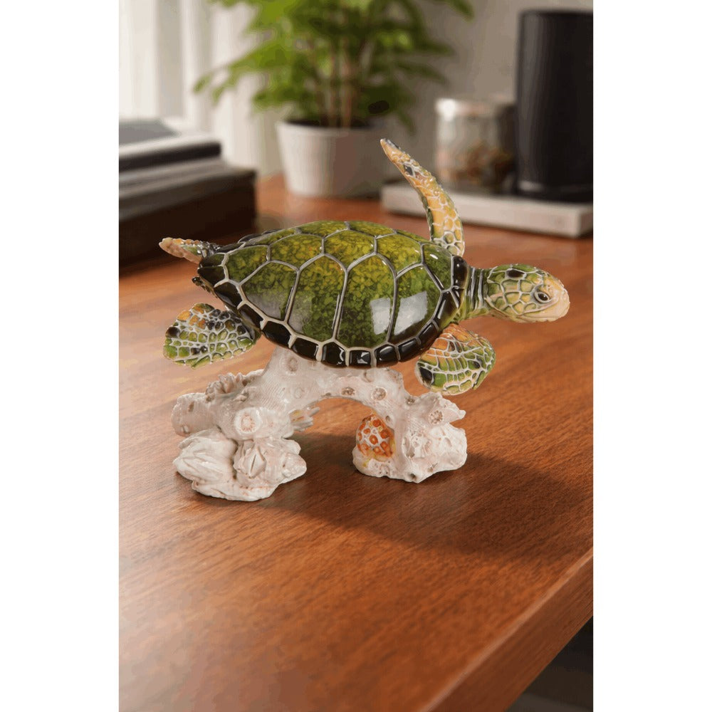 Sea Turtle Figurine Polyresin Home Decor, 4.75" Upward Swimming Turtle Sculpture for Living Room, Bedroom, Office & Bathroom, Unique Collectible Gift for Housewarming, Birthday & H - product image