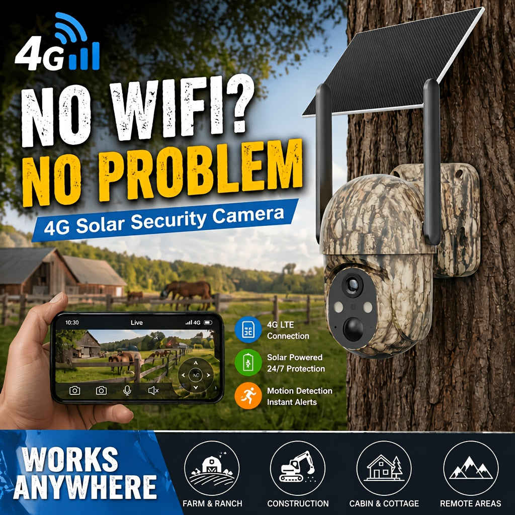 LTE Cellular Solar Security Camera Wireless Outdoor, No WiFi Need Solar Powered Camera, Hunting & Farm Trail Camera With 360° Live View, 4K Night Vision, 2-Way - product image 4
