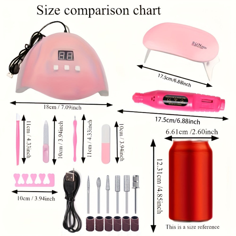 Gel Nail Manicure Kit 7-in-1 with LED Lamp – Stainless Steel Nail Art Tool Set, Cuticle Remover, Nail File, Polisher & Finger Separator, Complete Salon & Home DIY Nail Care Kit for - product image 5