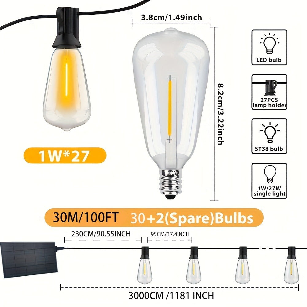 Solar String Lights Outdoor LED – 39/50/72/100/105FT Spherical Bulb & Warm/Cool White with Remote Control | IP65 Waterproof 12-Hour Solar Powered Fairy Lights for Patio, Garden & F - product image 2