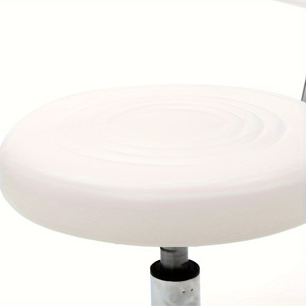 PU Leather Salon Stool with Back & 360° Swivel – Adjustable Height 18.9"-22.8" Round Cushion Chrome Base White Salon Chair for Nail Tech, Esthetician & Beauty Studio - product image 7