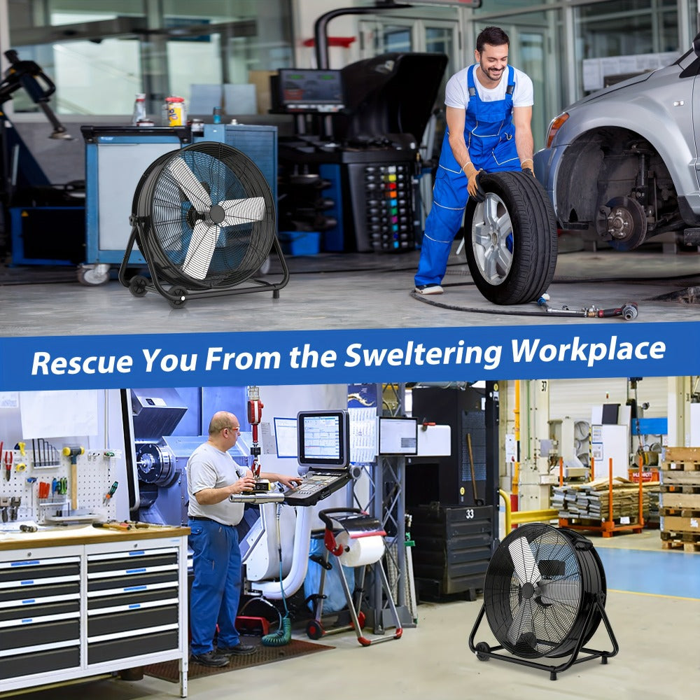 Industrial Drum Fan High Velocity Floor Fan 24 30 Inch | 3-Speed Heavy Duty Metal Air Circulator 360 Tilt Casters ETL Listed | Powerful Warehouse Garage Workshop Patio Commercial F - product image 12