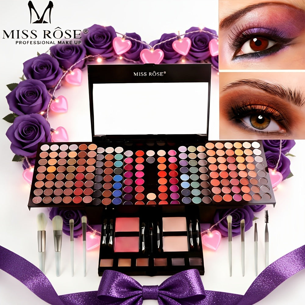 Makeup Palette Kit 190 Colors 4-in-1 Full Face Set – Eyeshadow Blush Powder & Eyebrow with 8 Professional Brushes & Mirror, Shimmer & Matte Shades, Complete Makeup Kit for Women Gi - product image 6