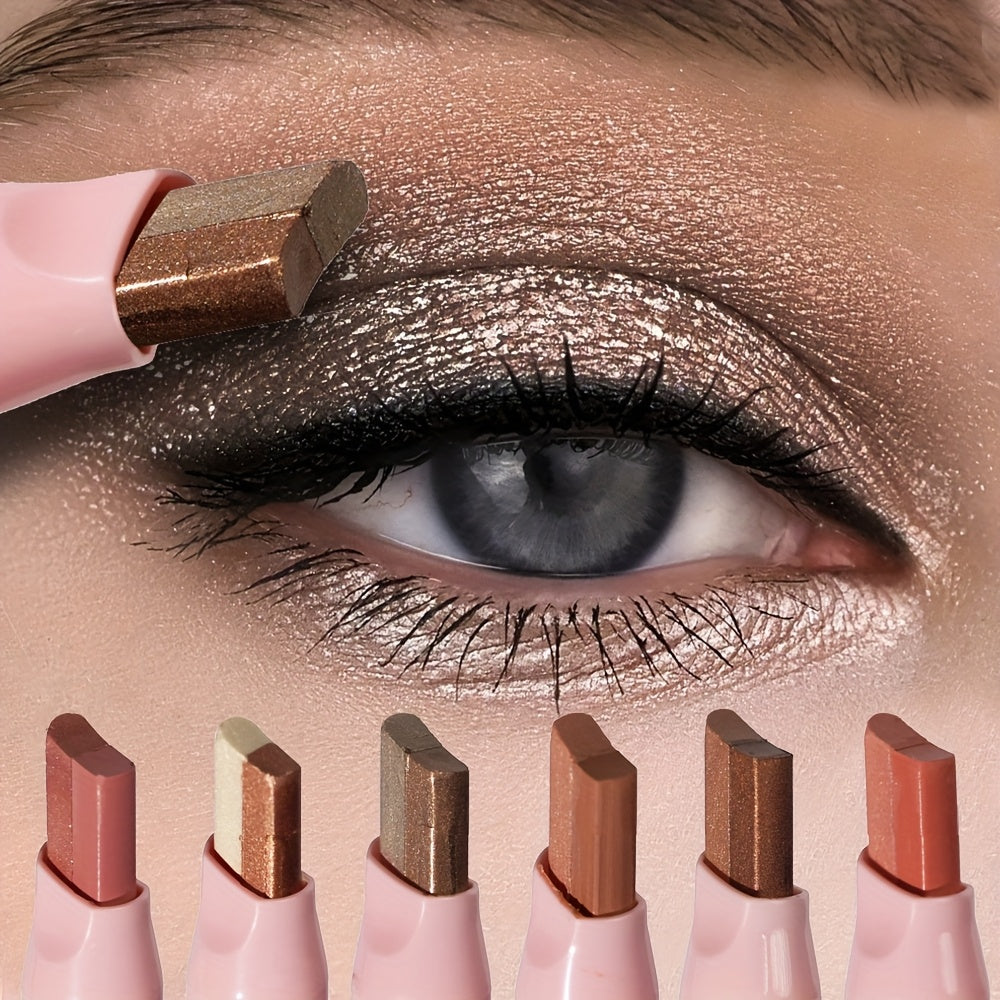 Dual-Color Eyeshadow Stick Set 6pcs Waterproof Two-Tone Eye Shadow Pencil – Smudge-Proof, Non-Fading, Blendable Shimmer & Matte Eye Makeup Kit for Women Beginners, Holiday Gift - product image 14