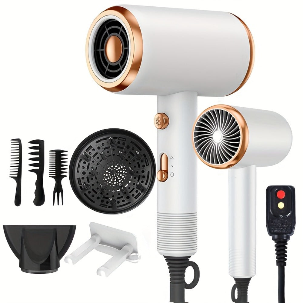 Ionic Hair Dryer 1600W with Diffuser Concentrator Nozzle 2 Speed 3 Heat Settings Cool Shot ALCI Safety Plug Brushed Motor Anti-Frizz Portable Blow Dryer for Straight Curly Wavy Hai - product image 2