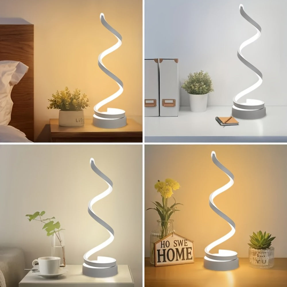 Dimmable Spiral Table Lamp with Touch Control & USB-C Charging Port, 3-Way Brightness Bedside Nightstand Lamp, Modern Minimalist LED Desk Lamp for Bedroom Living Room, Black & Whit - product image 30
