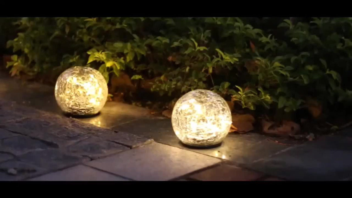 Solar Garden Globe Lights 4 Pack Cracked Glass Ball Outdoor Solar Sphere Lights with 30 LED Warm White IP65 Waterproof Auto On Off for Garden Patio Lawn Yard Pathway Christmas Deco - product image 12