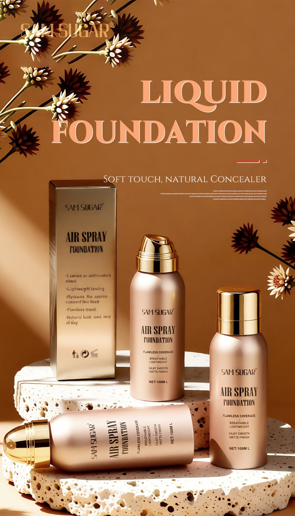 Waterproof Matte Foundation Spray Powder with Brush Set for Women - Sweat-Proof Long-Lasting Full Face Coverage Natural Finish Oil Control, 3 Shades for All Skin Types - product image 9