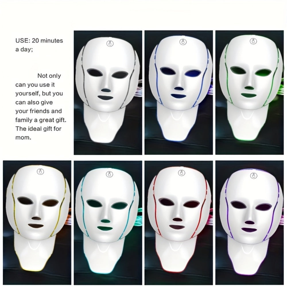 7-Color LED Light Therapy Facial Mask Device – Skincare Beauty Tool for Face & Neck, USB Rechargeable, Anti-Aging Red Light, Acne Blue Light, Skin Rejuvenation Gift - product image 4