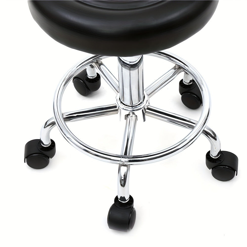 Cushioned Salon Stool with Backrest & Adjustable Height 18.9"-22.8" - Round 360° Swivel Chair for Hair Salon Spa Barbershop Office Home, Chrome Base, Black - product image 8