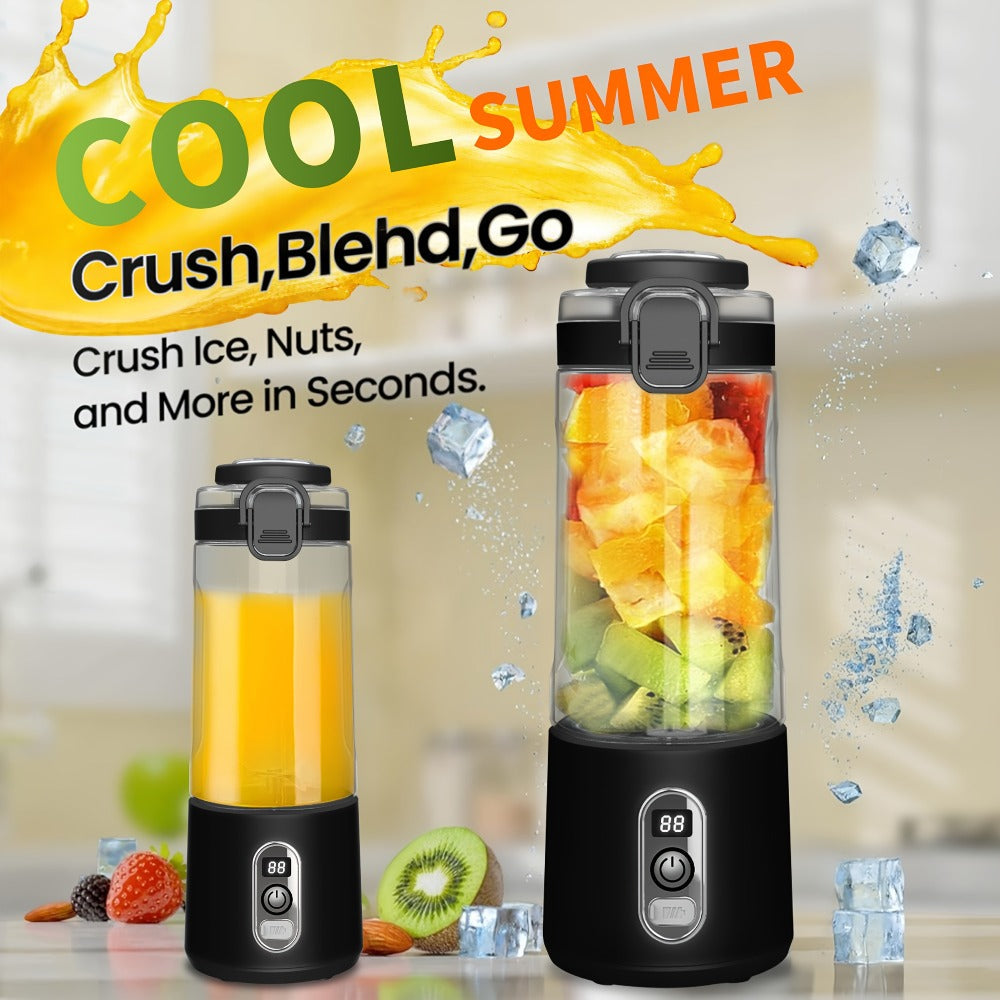 Portable Smoothie Blender USB-C Fast Charge 6-Blade Stainless Steel – Digital Timer Battery Display High-Speed Ice Crush No-Spill Lid | Protein Shake Gym Travel Blender in Black Pi - product image 15