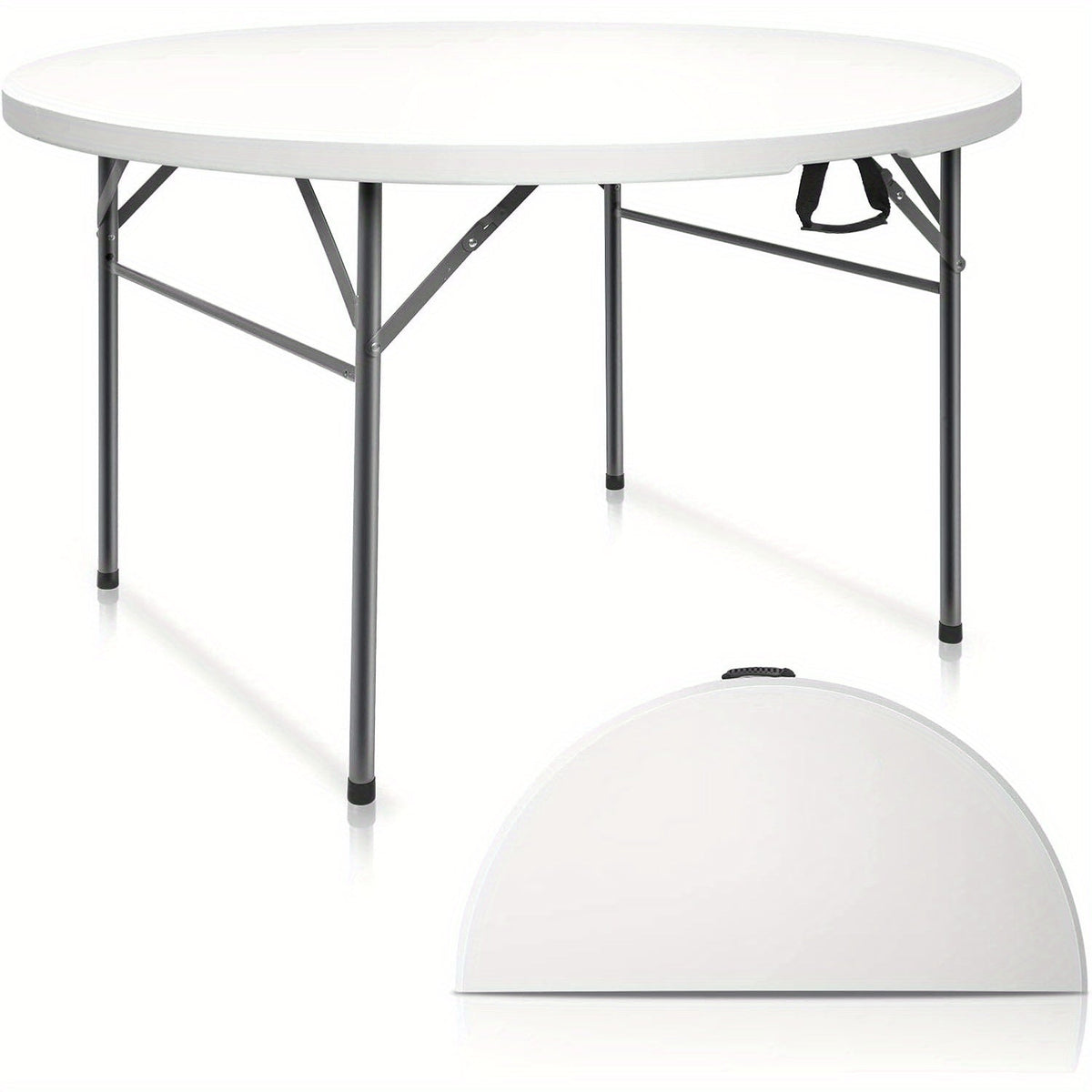 Round Folding Table 48" / 60" Bi-Fold HDPE 1.75" Thick Top Rust-Resistant Steel Frame for Wedding, Party & Commercial Events — 1, 2 or 4 Pack - product image 4