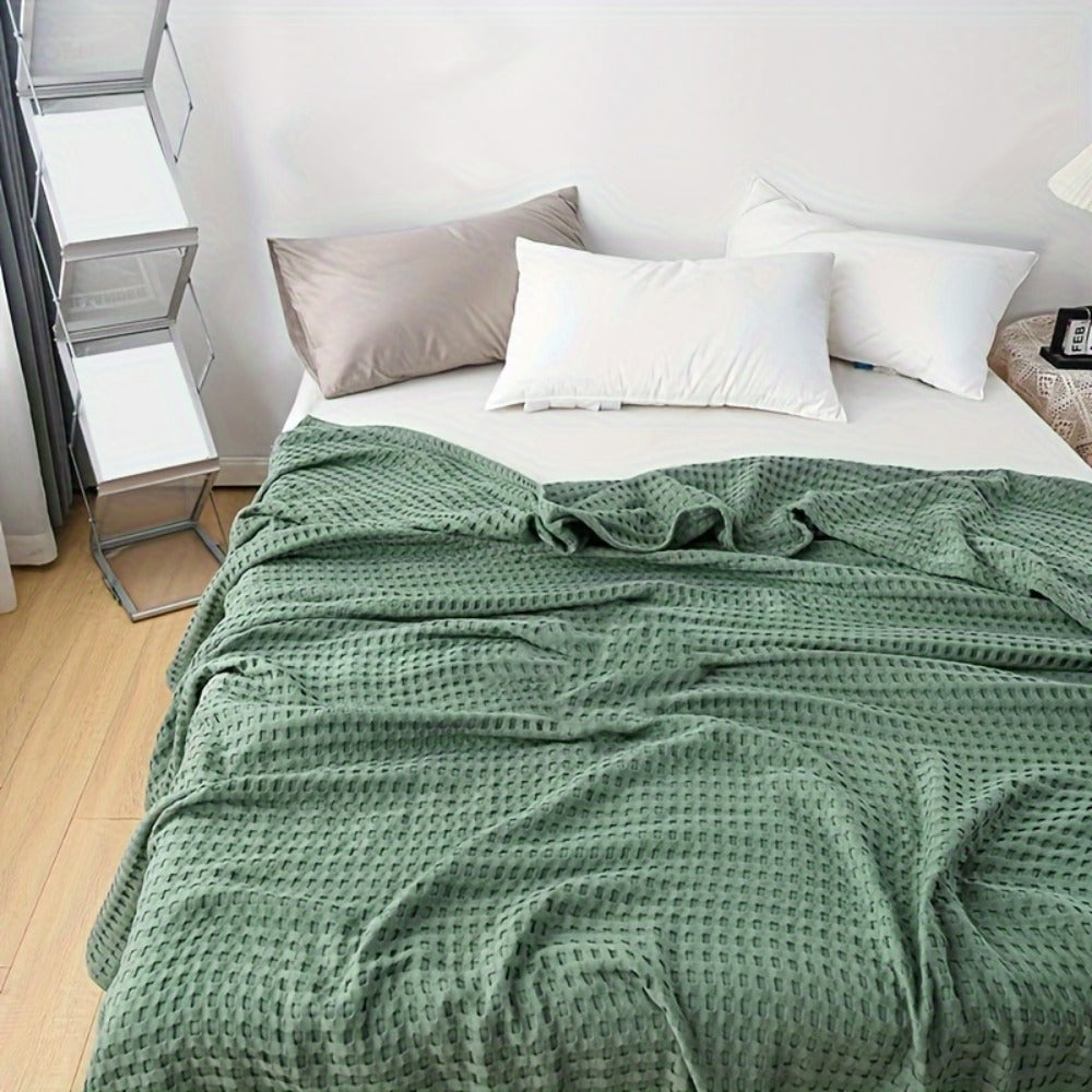 Cotton Waffle Blanket – Pure Cotton Multilayer Summer Cooling Quilt, Jacquard Knit, Machine Washable, Air Conditioning Blanket - product image 16