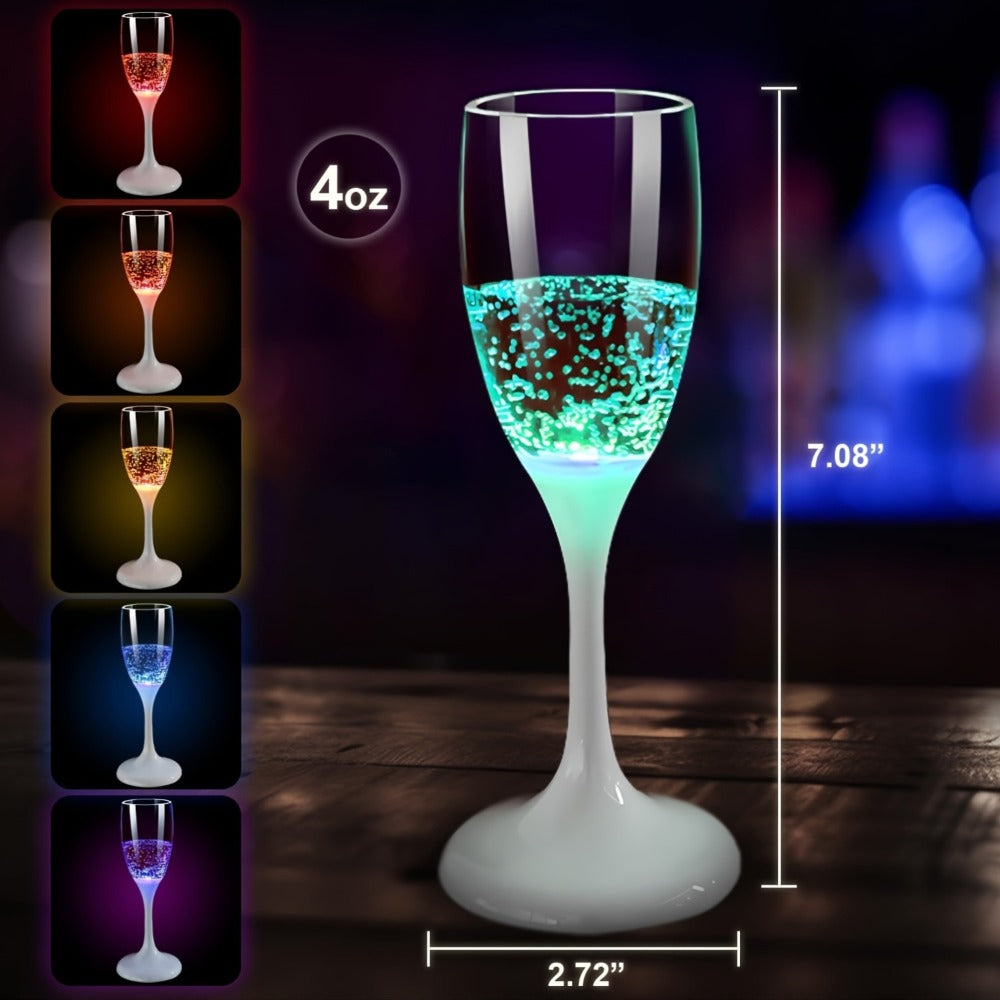 LED Light Up Champagne Flutes Set of 6 – Glow in the Dark Colored Plastic Wine Glasses for Birthday Halloween Christmas Wedding Party Favors Adults - product image 2
