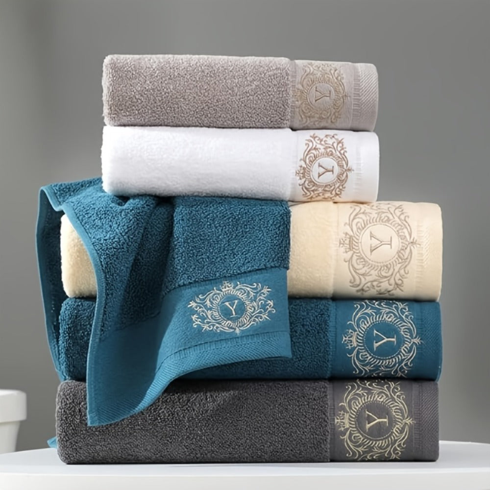 Embroidered Cotton Towel Set 3-Piece – 400g/㎡ Soft Absorbent Lint-Free Bath Towel Hand Towel Set for Home Spa Salon - product image 2